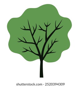 Green tree isolated on a white background. Simple flat style, vector illustration. Tree icon.
