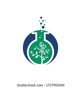 Árbol verde para la inspiración del diseño del logo de Lab. Concepto del logo del laboratorio de agricultura.