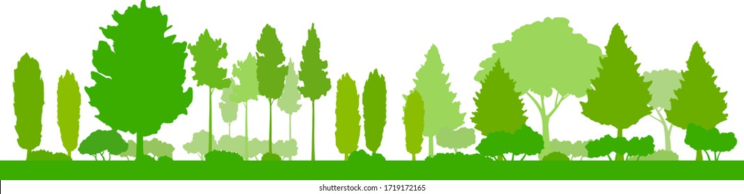 Green tree landscape silhouette illustration, background