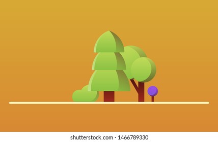 green tree landscape vector illustration 