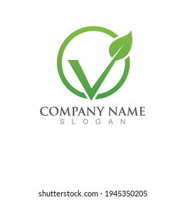 Logo de la ecología de la hoja del árbol verde. Vector de elemento natural