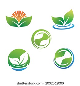  green Tree leaf ecology logo nature element vector