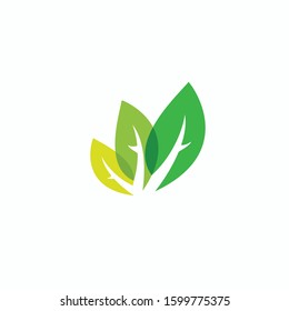 Green tree Leaf icon logo vector symbol template 