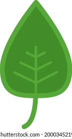 Green tree leaf, illustration, on a white background.