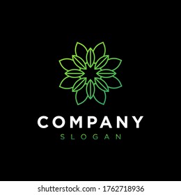 Green tree leaf line logo - Beautiful flower icon for SPA, Cosmetics, Hotel and Salon company