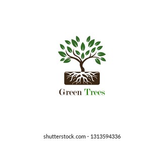 Green tree leaf logo ecology element nature vector