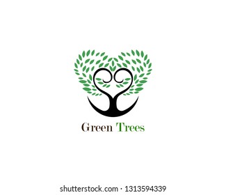 Green tree leaf logo ecology element nature vector