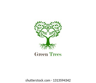 Green tree leaf logo ecology element nature vector