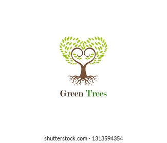 Green tree leaf logo ecology element nature vector