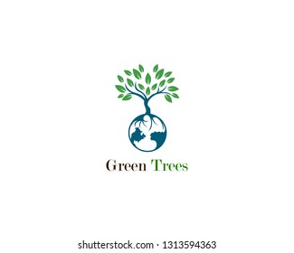 Green tree leaf logo ecology element nature vector