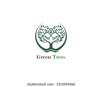 Green tree leaf logo ecology element nature vector