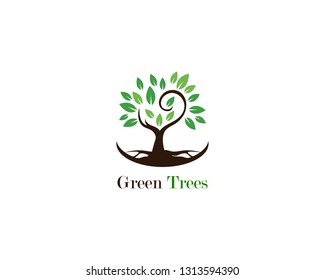 Green tree leaf logo ecology element nature vector