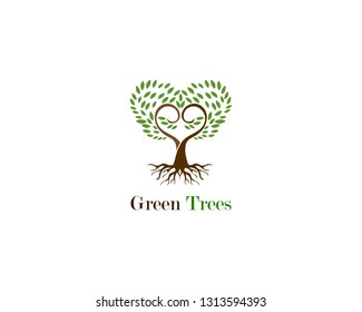 Green tree leaf logo ecology element nature vector