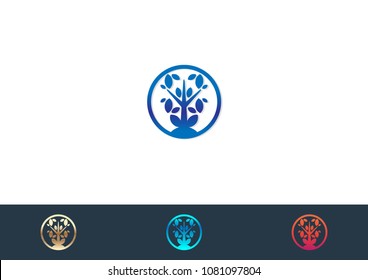 Green Tree and Leaf Logo Template vector illustration design