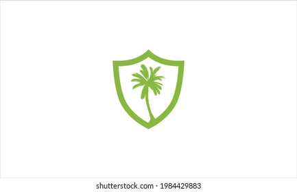 green tree leaf organic  Eco shield icon logo in flat design vector  illustration

