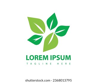 Green Tree leaf vector logo icon template design. on a white background.