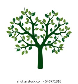 Green Tree with Leafs. Vector Illustration.