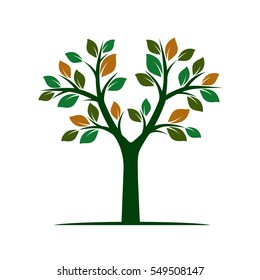 Green Tree with Leafs. Vector Illustration.