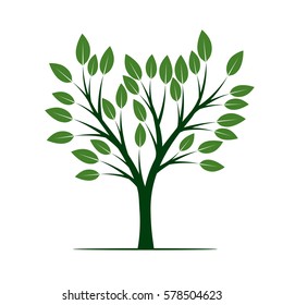 Green Tree with Leafs. Vector Illustration.