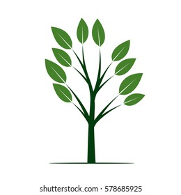 Green Tree with Leafs. Vector Illustration.