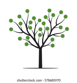 Green Tree with Leafs. Vector Illustration.