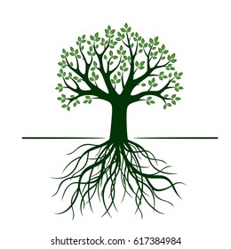 Green Tree with Leafs. Vector Illustration.
