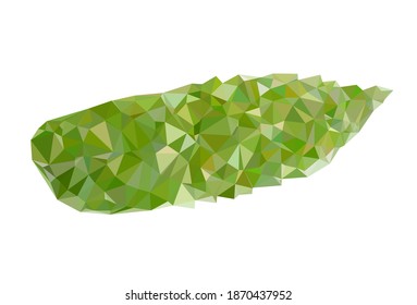 Green tree leave low poly vector illustration isolated on white background.