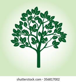 Green Tree with Leaves. Flat vector Illustration.