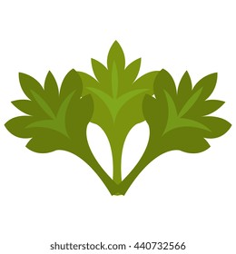 green tree leaves front view over isolated background,vector illustration