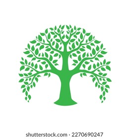 Green tree with leaves isolated on a white background, Vector illustration 