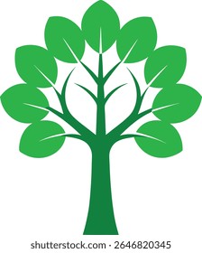 Árvore verde com folhas Vetor de contorno Natureza-Inspirado Mínimo Line Art para projetos de design