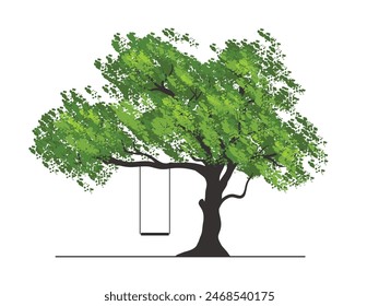 Green Tree with Leaves and swing park concept