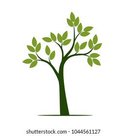 Green Tree with Leaves. Vector Illustration.