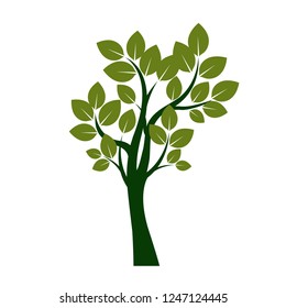 Green Tree with Leaves. Vector Illustration. Plant and Garden.