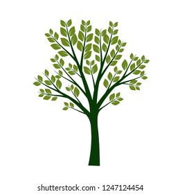 Green Tree with Leaves. Vector Illustration. Plant and Garden.