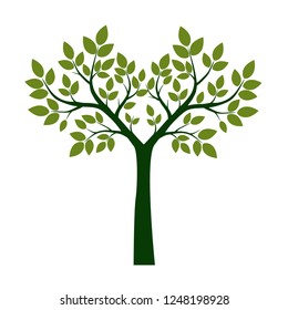 Green Tree with Leaves. Vector Illustration. Plant and Garden.