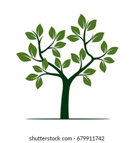 Green Tree with Leaves. Vector Illustration.
