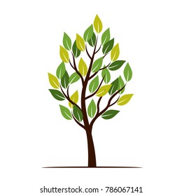 Green Tree with Leaves. Vector Illustration.