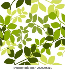 green tree leaves. vector seamless pattern. natural organic background