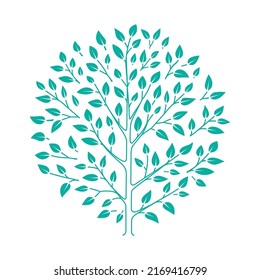 Green Tree. Line art. The image of the correct geometric shape.