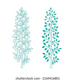 Green Tree. Line art. The image of the correct geometric shape.