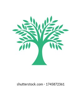 Green tree logo. Big tree vector icon. Stock illustration