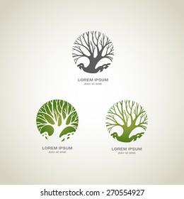 Green Tree logo. Green Circle Tree vector logo design. 
creative concept. Ecology Design Background. Vector Illustration.