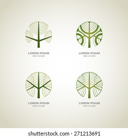 Green Tree logo. Green Circle Tree vector logo design. creative concept. Ecology Design Background. Vector Illustration.