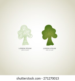 Green Tree logo. Green Circle Tree vector logo design. 
creative concept. Ecology Design Background. Vector Illustration.