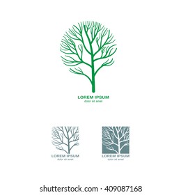 Green Tree logo. Green Circle Tree vector logo design. creative concept. Ecology Design Background. Vector Illustration.
