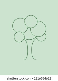 A green tree logo with circles on light background vector illustration