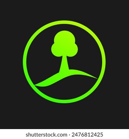Diseño de concepto de logotipo de árbol verde, Ilustración vectorial de estilo plano