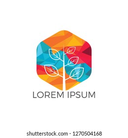 Green tree logo design. Abstract organic element vector design.