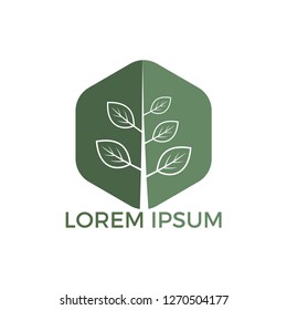Green tree logo design. Abstract organic element vector design.